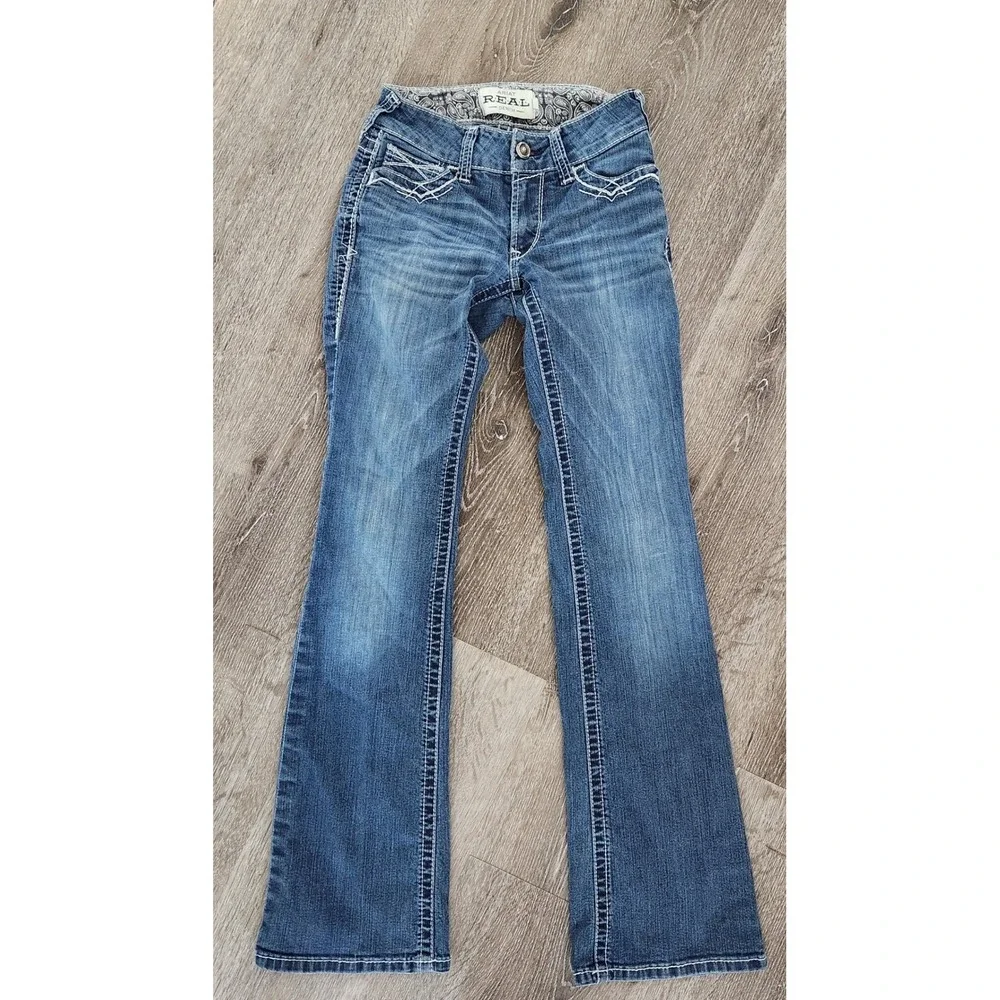 Ariat Real Denim Womens 25R Bootcut Jeans Medium Wash Contrast Stitch Western
